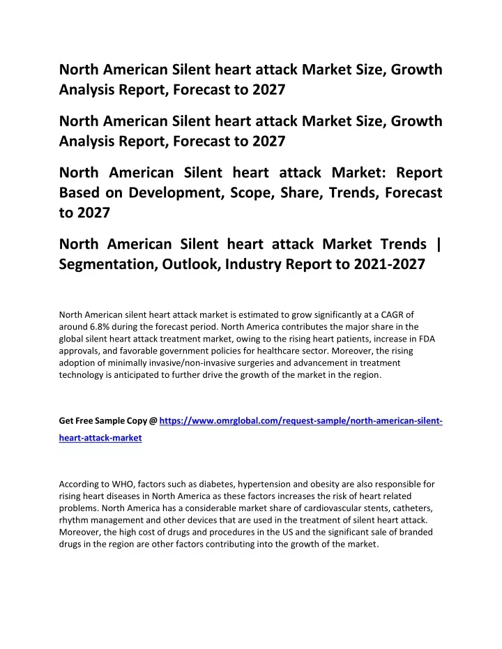 north american silent heart attack market size