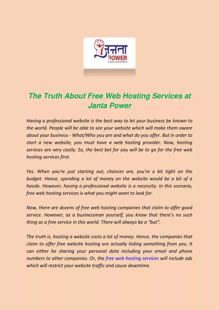 the truth about free web hosting services