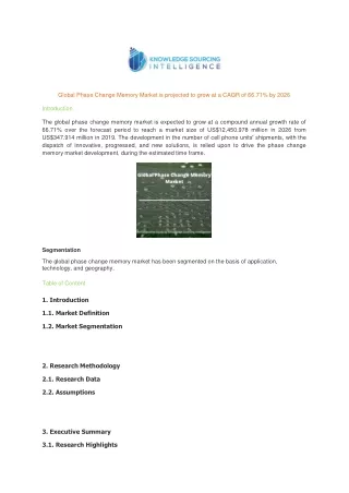 global phase change memory market is projected