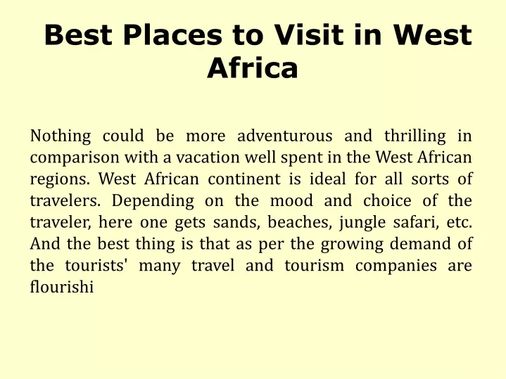 best places to visit in west africa