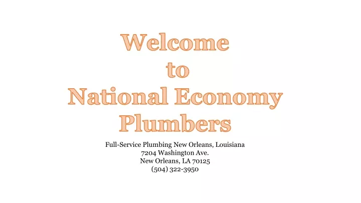 welcome to national economy plumbers