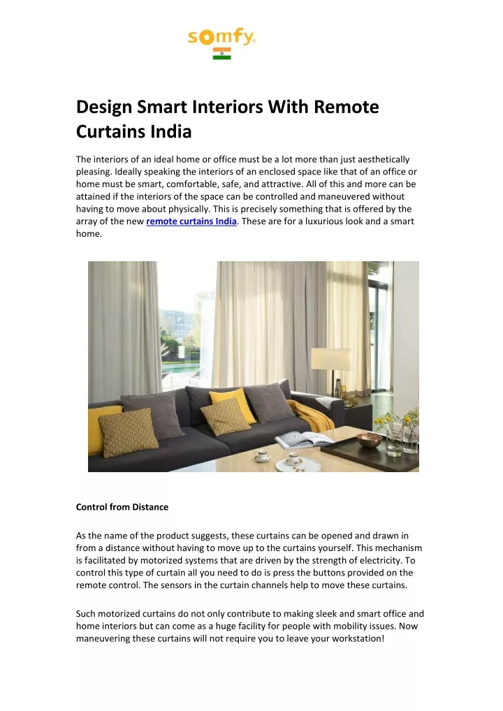 design smart interiors with remote curtains india