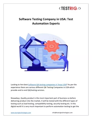 Software Testing Company in USA Test Automation Experts