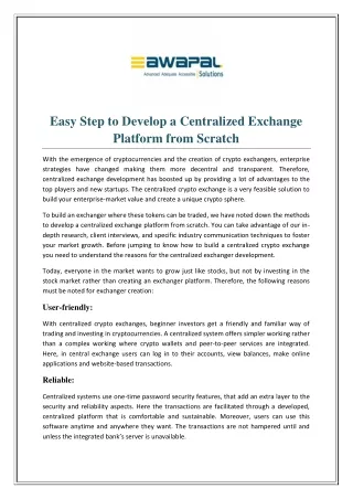 easy step to develop a centralized exchange