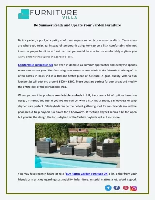 Be Summer Ready and Update Your Garden Furniture