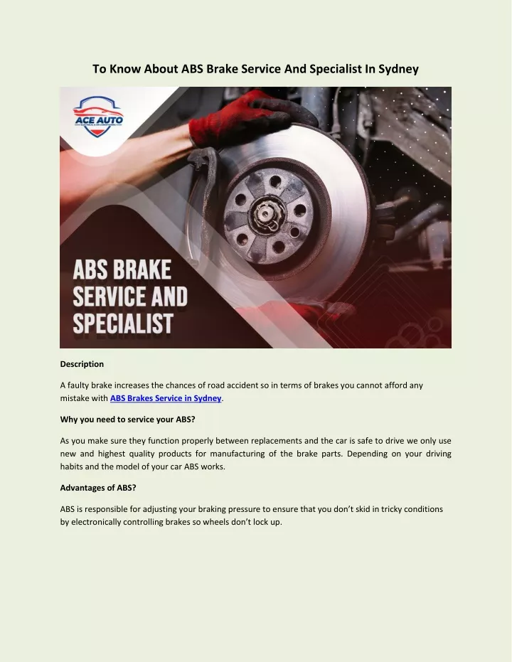 to know about abs brake service and specialist