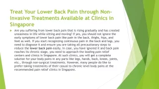 Treat Your Lower Back Pain through Non-Invasive Treatments