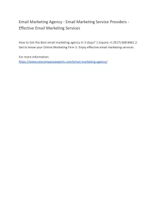 Email Marketing Agency - Email Marketing Service Providers - Effective Email Mar