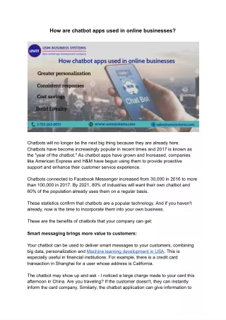 how are chatbot apps used in online businesses