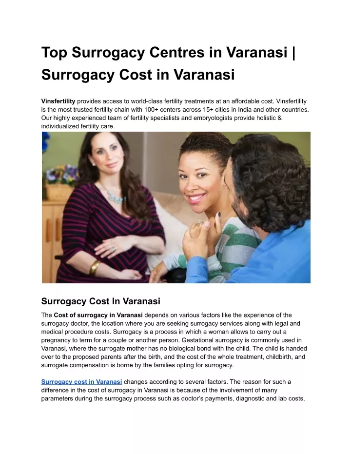 top surrogacy centres in varanasi surrogacy cost