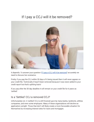 If I pay a CCJ will it be removed_