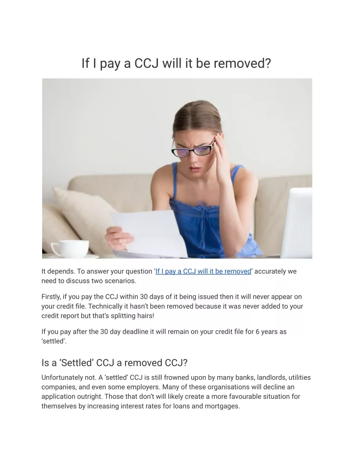 if i pay a ccj will it be removed