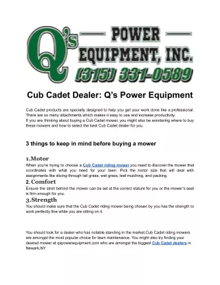 Cub Cadet Dealer_ Q’s Power Equipment