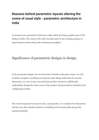 Reasons behind parametric layouts altering the scene of usual style - parametric architecture in India