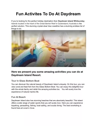Fun activites to do at daydream