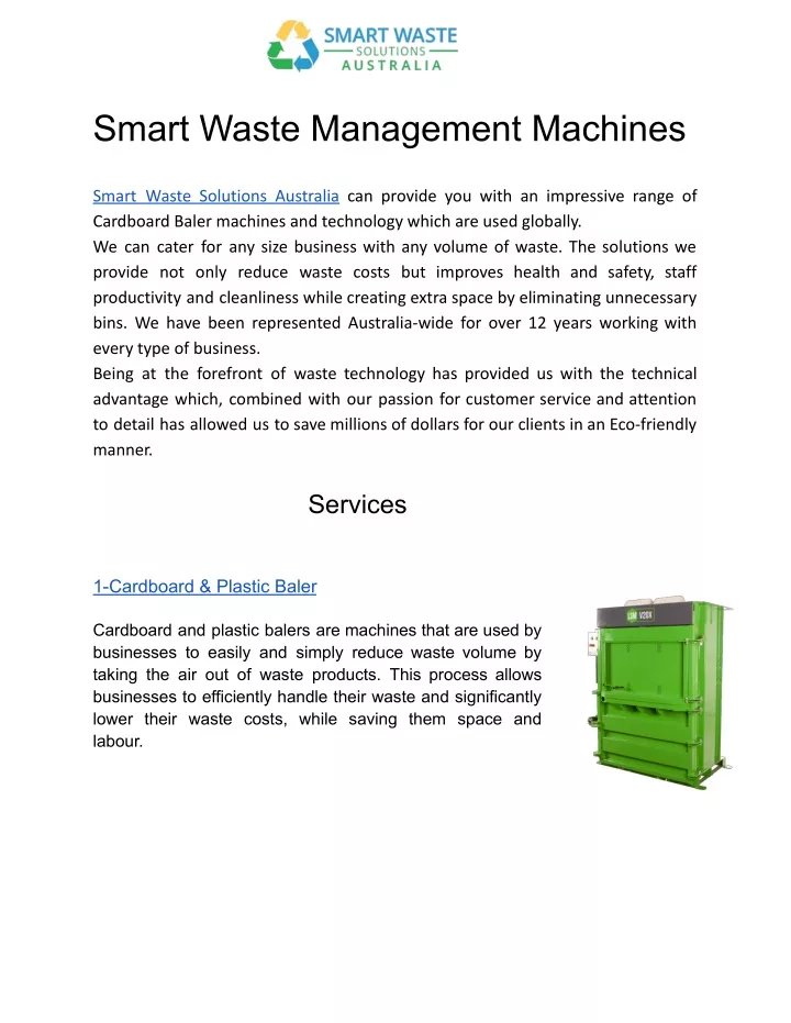 smart waste management machines