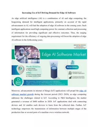 Edge AI Software Market Drivers, Restraints, Opportunities, and Trends in Coming