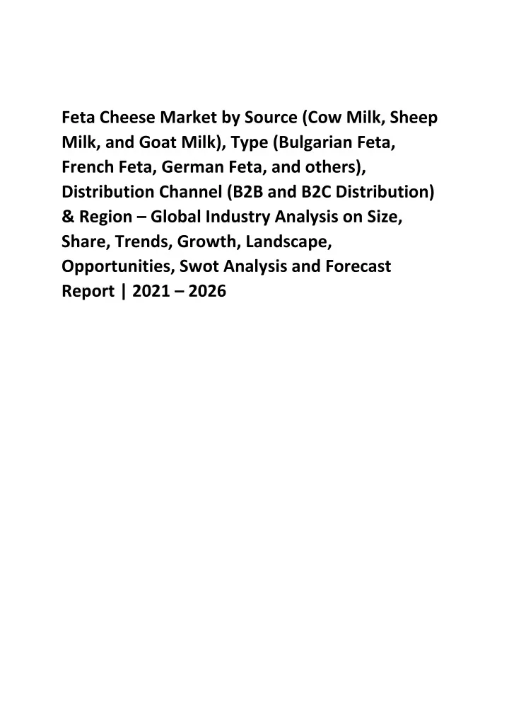 feta cheese market by source cow milk sheep milk