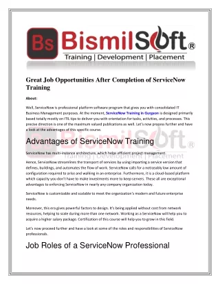 Great Job Opportunities After Completion of ServiceNow Training