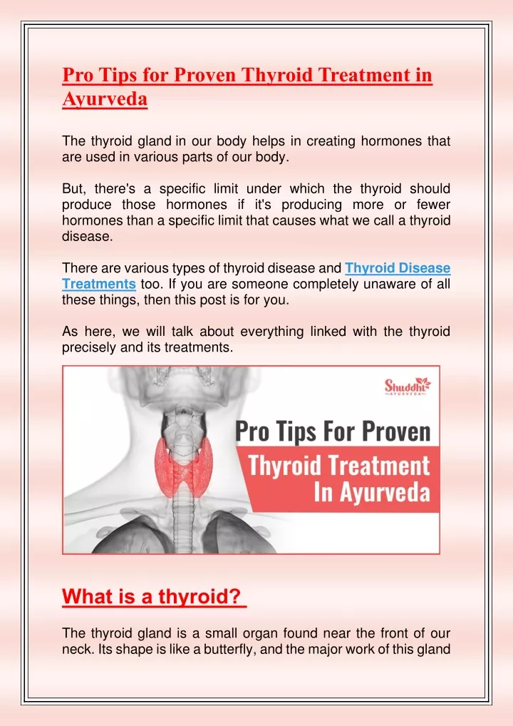 pro tips for proven thyroid treatment in ayurveda