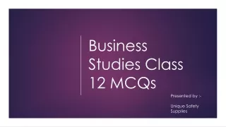 Business Studies Class 12 MCQs