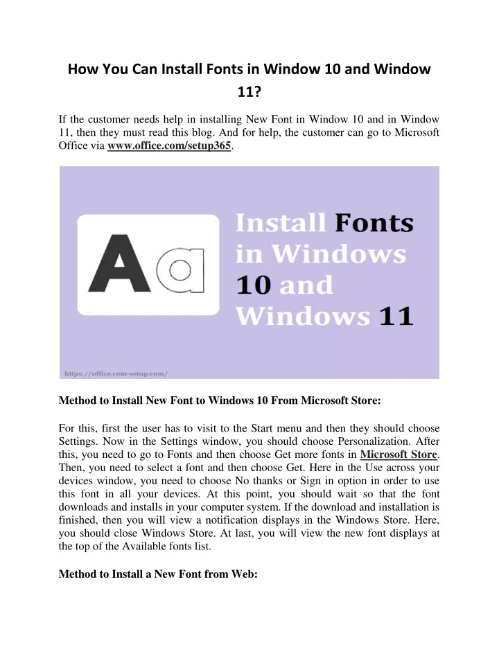 how you can install fonts in window 10 and window