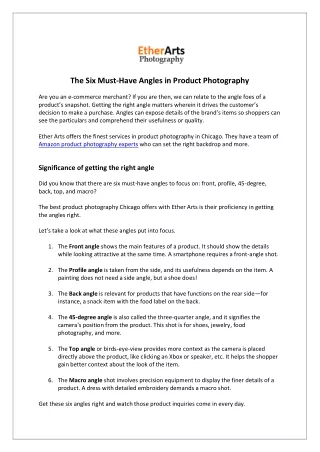the six must have angles in product photography