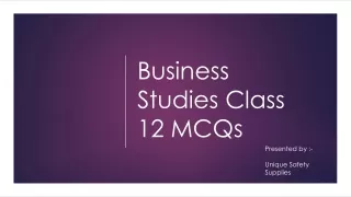Business Studies Class 12 MCQs