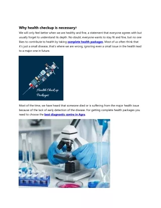 why health checkup is necessary we will only feel