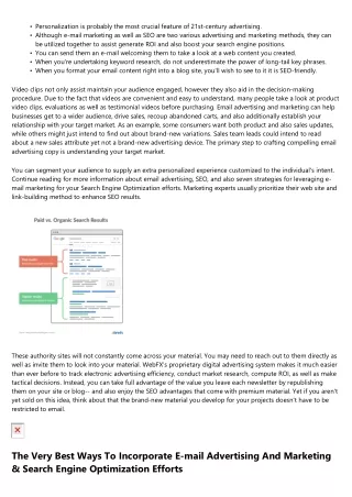 The Very Best Means To Integrate E-mail Advertising And Marketing & Seo Efforts