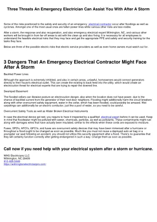 Three Hazards An Emergency Situation Electrical Contractor Can Help You With After A Storm