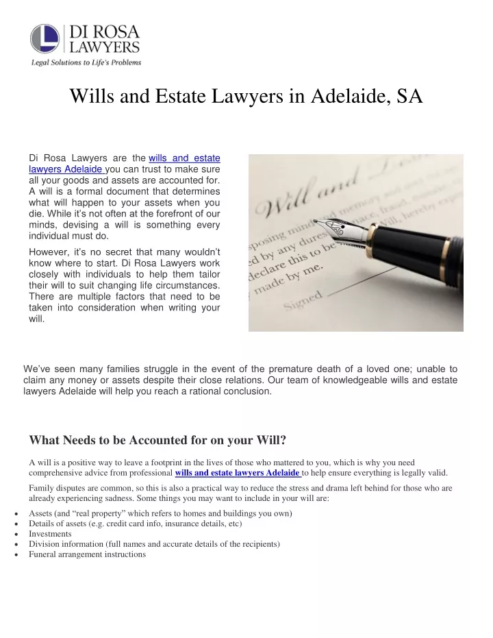 wills and estate lawyers in adelaide sa