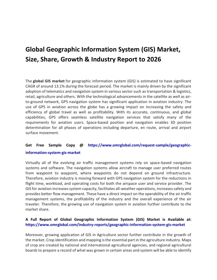 global geographic information system gis market
