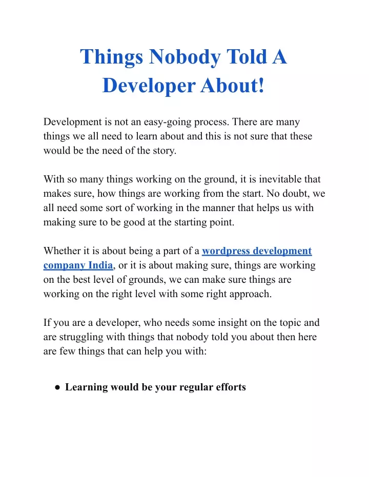 things nobody told a developer about