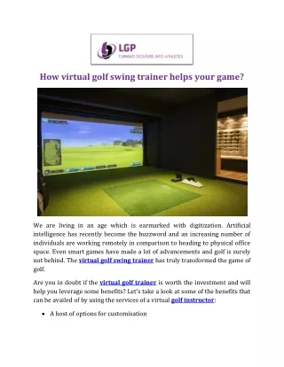 How virtual golf swing trainer helps your game