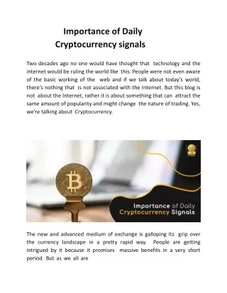 Importance of Daily Cryptocurrency signal