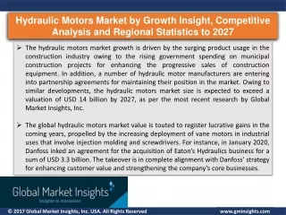 Hydraulic Motors Market - Latest Trends and Regional Demand Prospects to 2027