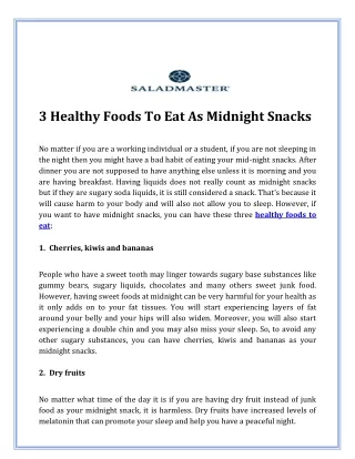 3 Healthy Foods To Eat As Midnight Snacks