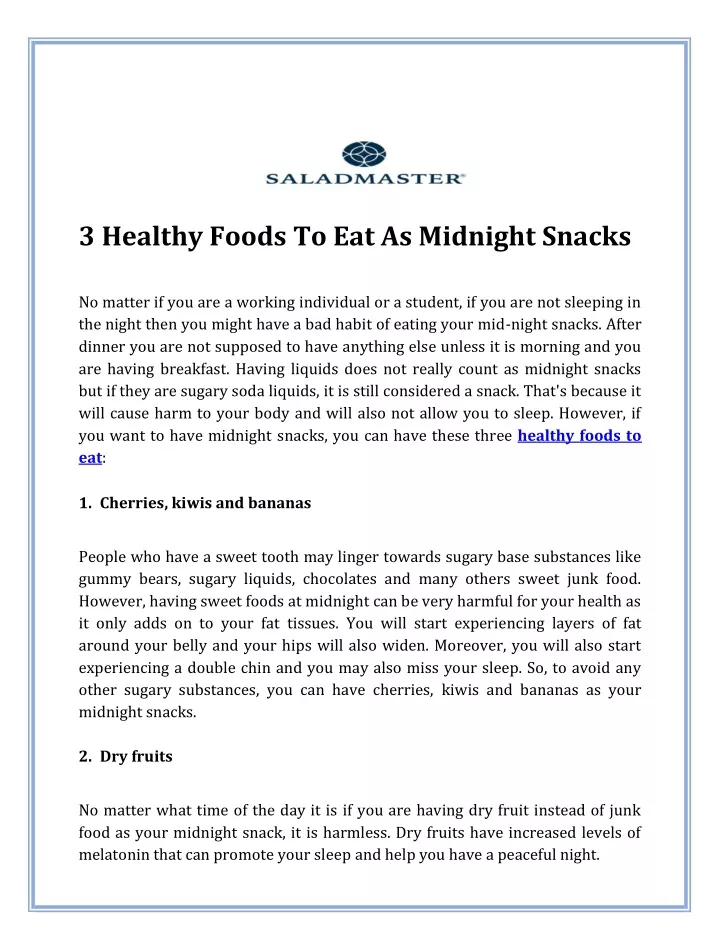 3 healthy foods to eat as midnight snacks