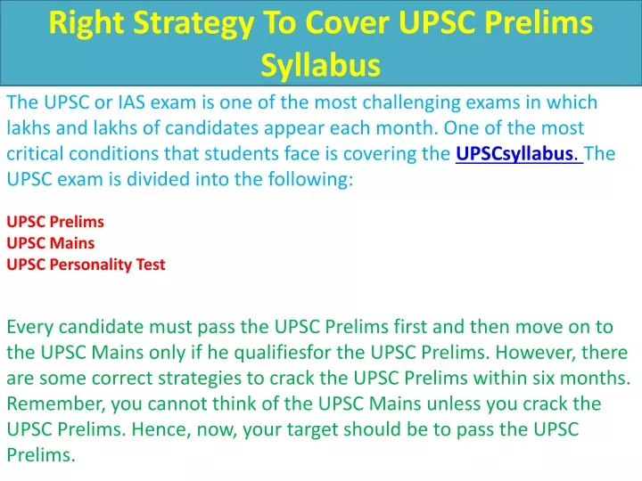 right strategy to cover upsc prelims syllabus