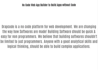 No Code Web App Builder to Build Apps without Code