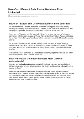 how can i extract bulk phone numbers from linkedin