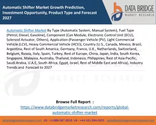 Automatic Shifter Market Growth Prediction, Investment Opportunity, Product Type and Forecast 2027