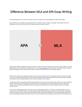 Difference Between MLA and APA Essay Writing
