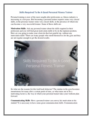skills required to be a good personal fitness