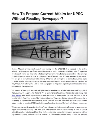 how to prepare current affairs for upsc without