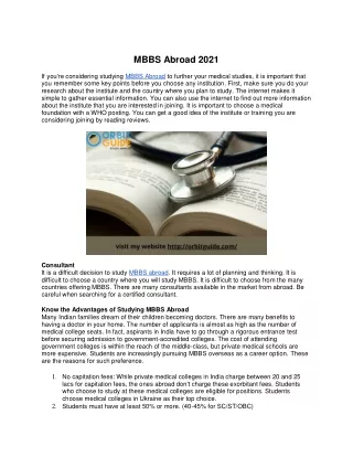 mbbs abroad 2021