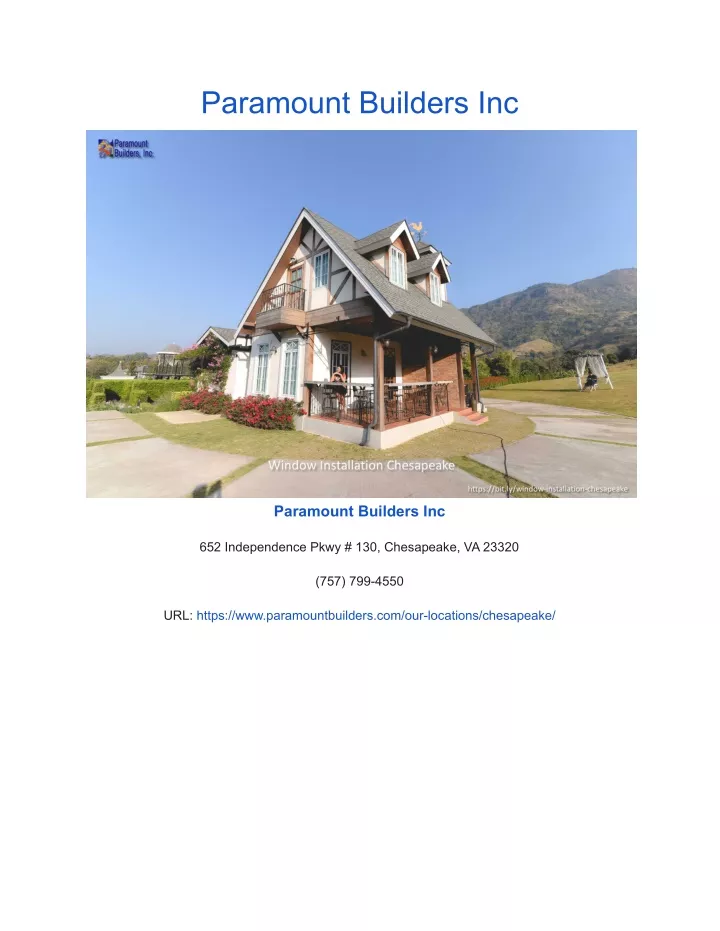 paramount builders inc