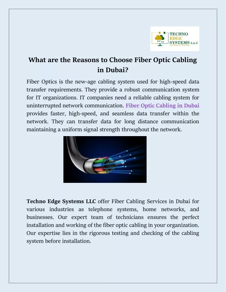 what are the reasons to choose fiber optic