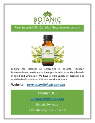 pure essential oils canada botanicuniverse com